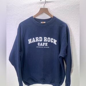Vintage Hard Rock Cafe Crewneck Sweatshirt Navy Mens XL Y2K 90s 1844‎